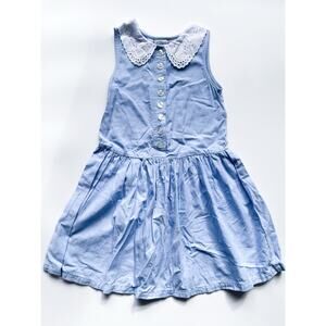 Girl's Vintage Denim and Eyelet Sleeveless Dress Size Christie Brooks Size Small